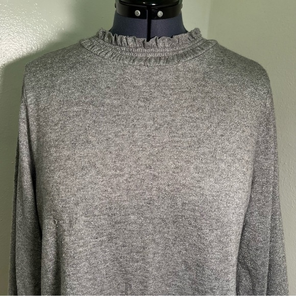 Talbots Tie Back Smocked Top Gray Metallic 2XP - Picture 4 of 12